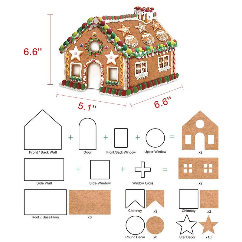 SSAWcasa Gingerbread House Cookie Cutters, Christmas House Cookie Cutter Gingerbread Cookie Cutter Kit Set for Adult, 3D Stainless Steel Chocolate Cake Biscuit Pastry Baking Mold DIY Tool for Holiday Gift - Image 3
